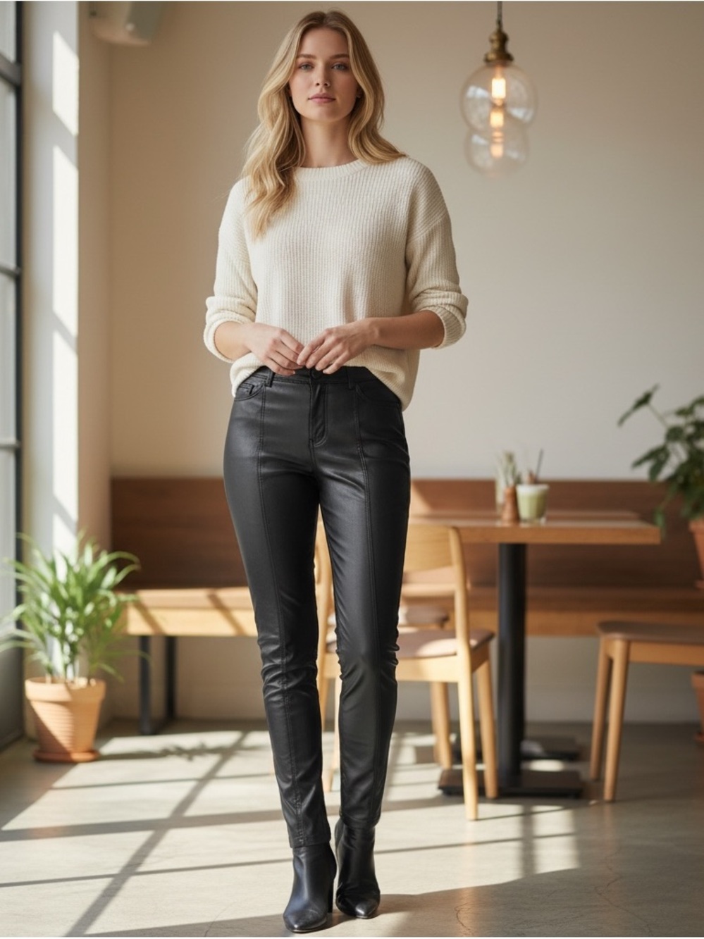 HUNTER & BROWN Women’s Medium Black Faux Leather Pant